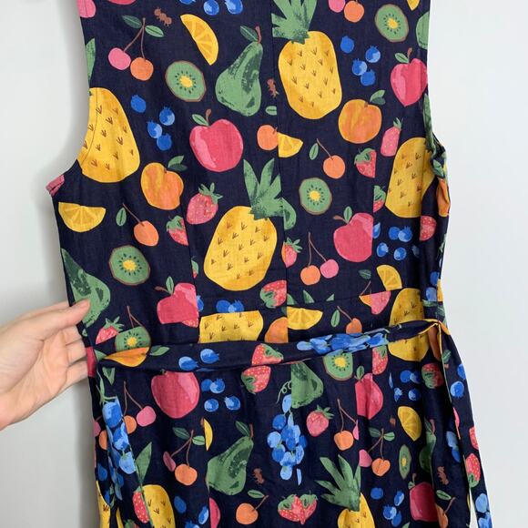 Princess Highway Retro Reboot Fruit Jumpsuit Teacher Linen Womens Size 12 AU 8US - Picture 9 of 16